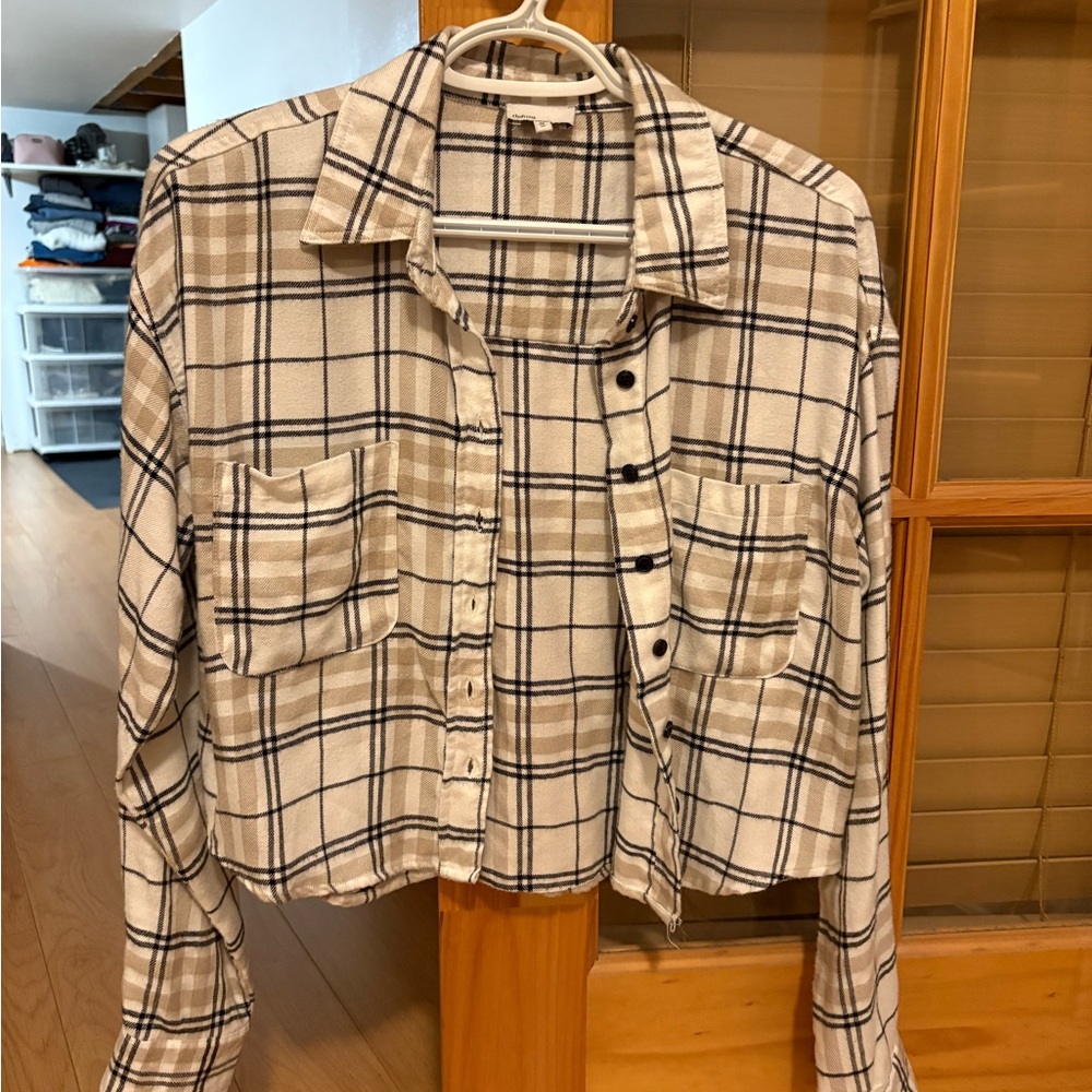 Plaid Beige and Black Women's Jacket